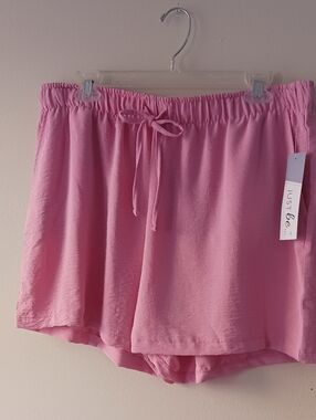 just be Womens Sea Pink Airfow Elastic Waist Tie Lounge Shorts 1x A-37